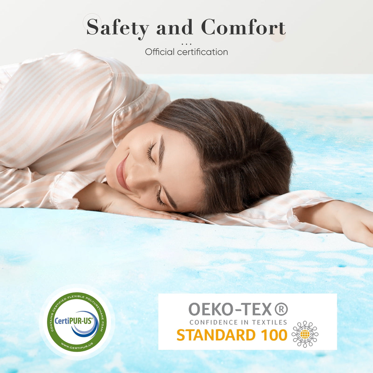 CONCETTA 2 inch King Size Memory Foam Mattress Topper with Cooling Gel, Pressure Relief for Back Pain, Comfort Bed Topper, CertiPUR-US Certified