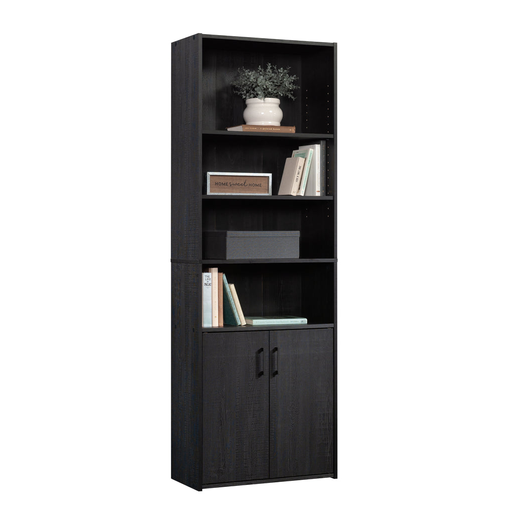 Mainstays 5 Shelf Bookcase with Doors, Black Finish