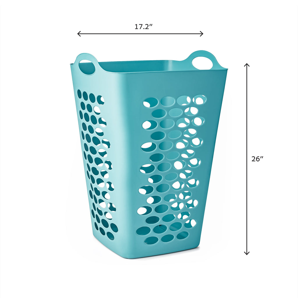 (3 pack) Mainstays 2 Bushel Flexible Square Laundry Hamper, Teal