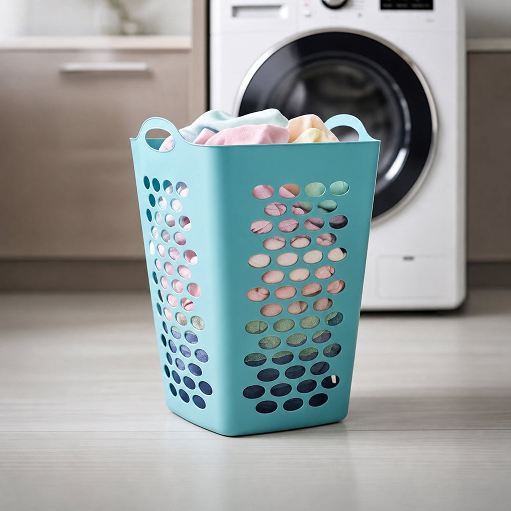 (3 pack) Mainstays 2 Bushel Flexible Square Laundry Hamper, Teal