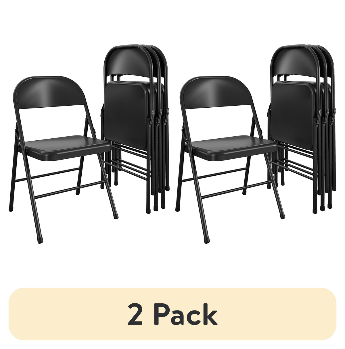 (8 pack) Mainstays Steel Folding Chair, Black, Set of 4