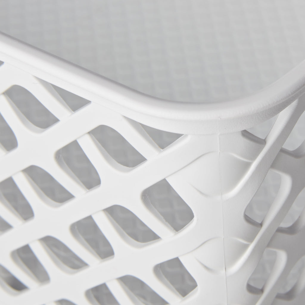(6 pack) Mainstays Small White Decorative Plastic Storage Basket, 10 in x 7.9 in x 4 in