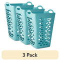 (3 pack) Mainstays 2 Bushel Flexible Square Laundry Hamper, Teal