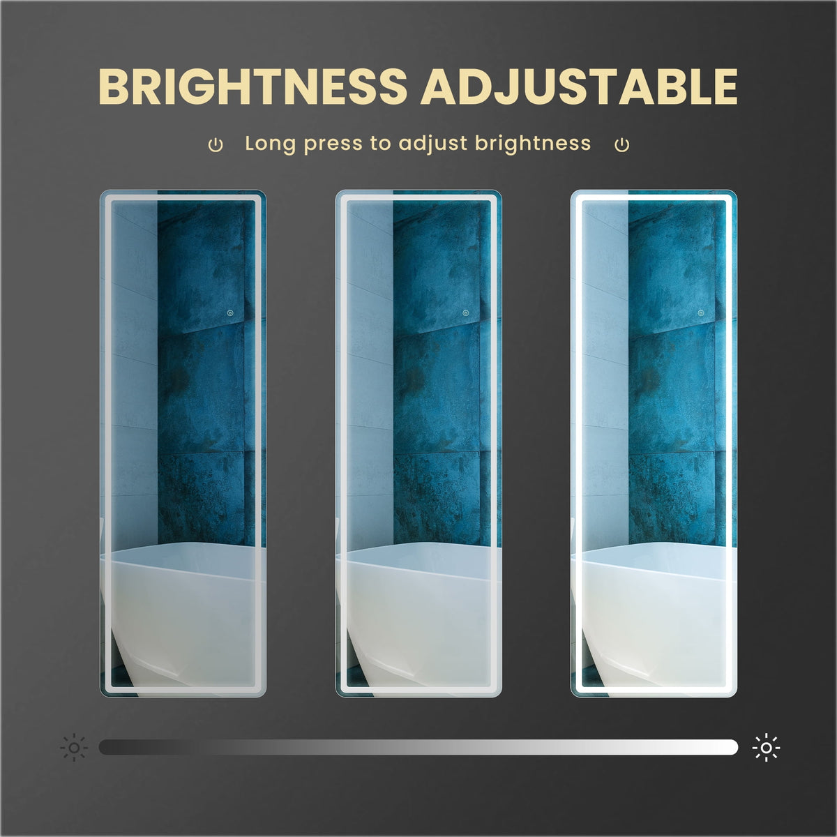 CONCETTA 64"x21" Rectangle LED Full Length Mirror, Full Body Standing Floor Mirror, 3 Color Modes for Bedroom, Cloakroom