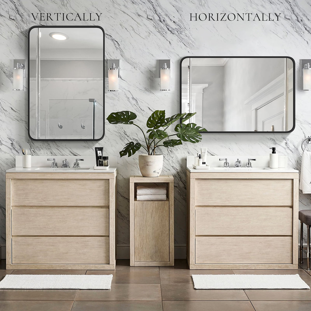 CONCETTA Shatterproof Bathroom Wall Mirror -22" x 30" Vanity Mirror with Rectangular Metal Frame, Anti-Fog, Black, Gift for Mother's Day