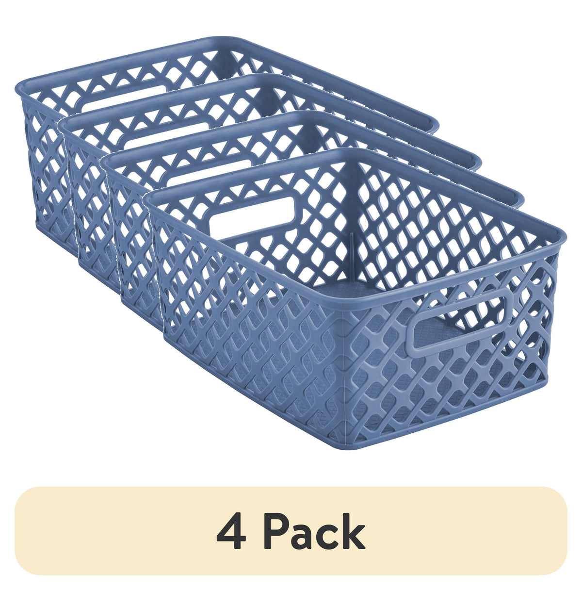 Pillar Home Small White Decorative Plastic Storage Basket, 10 in x 7.9 in x 4 in