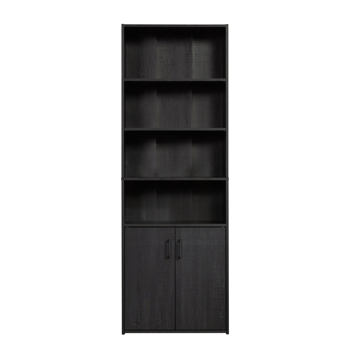 Mainstays 5 Shelf Bookcase with Doors, Black Finish