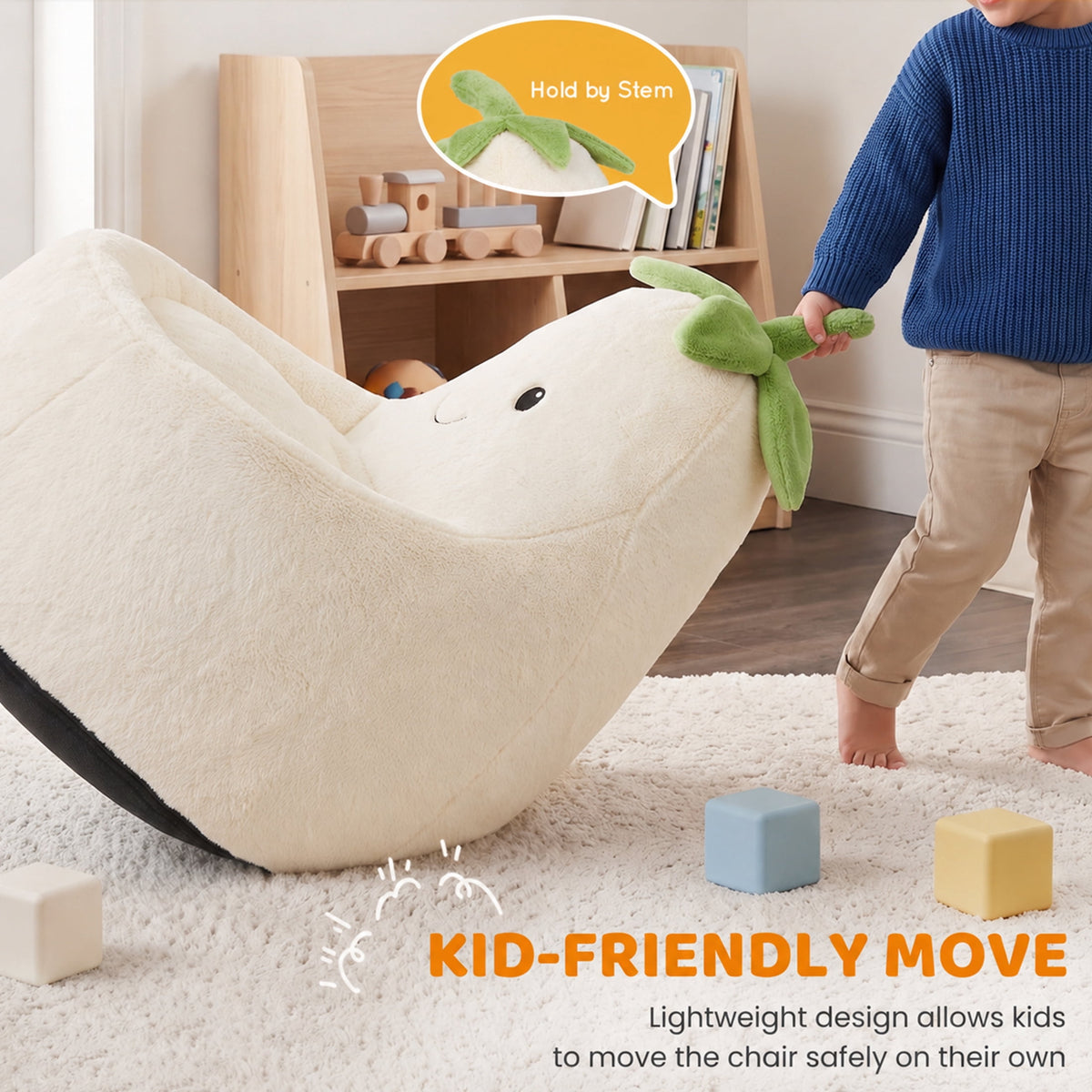CONCETTA 24in Bean Bag Chair, Soft Faux Rabbit Fur Fabric, Cute Eggplant Lazy Chair for Kids, Living Rooms, Beige