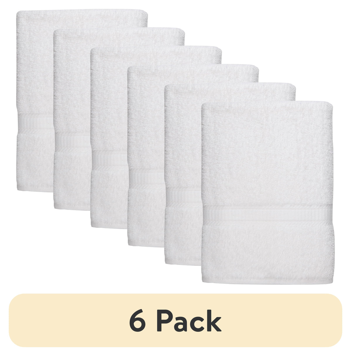 (6 pack) Mainstays Basic Bath Sheet, 100% Cotton, White