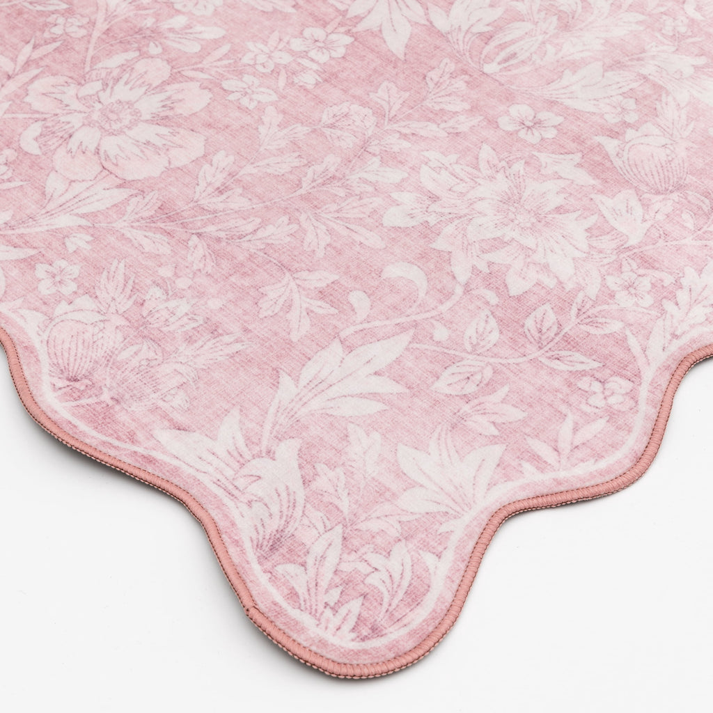 Mainstays Pink Feather Faux Fur Scalloped Indoor Area Rug, 7 ft x 10 ft