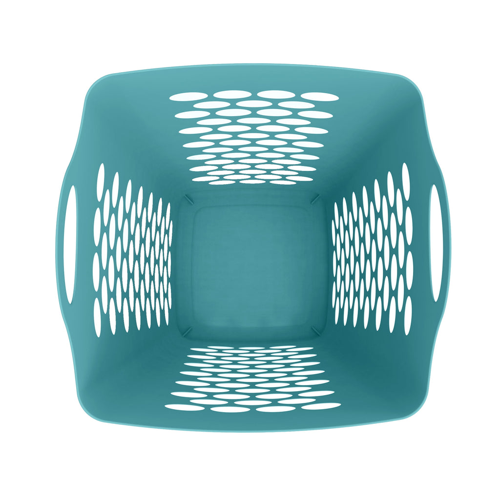 (3 pack) Mainstays 2 Bushel Flexible Square Laundry Hamper, Teal