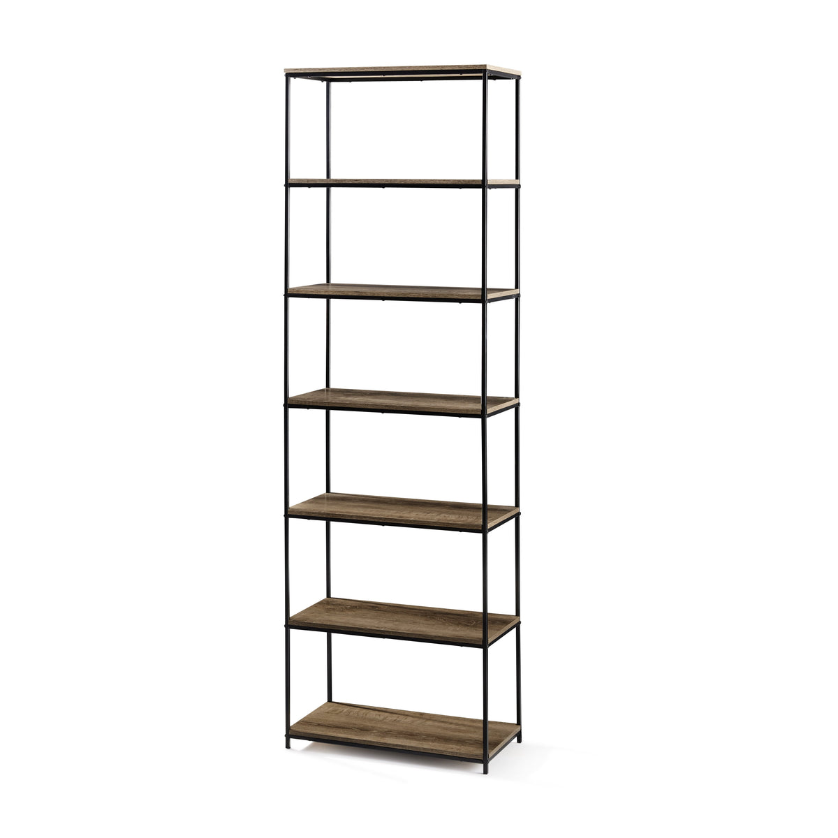 Mainstays Metal Frame 6-Shelf Bookcase, Brown/Black