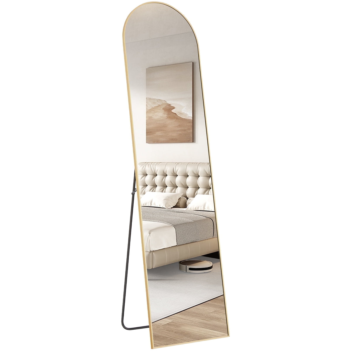 CONCETTA 59"x16" Arched Full Length Mirror, Full Body Standing Mirror Floor Mirrors, Gold