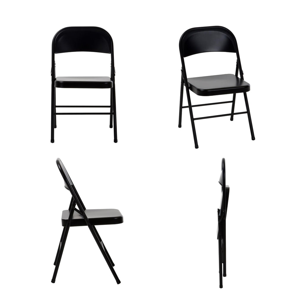 (8 pack) Mainstays Steel Folding Chair, Black, Set of 4