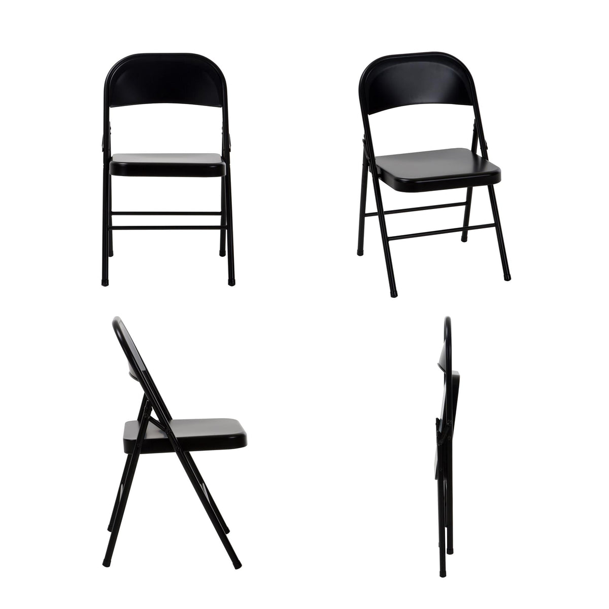 (8 pack) Mainstays Steel Folding Chair, Black, Set of 4