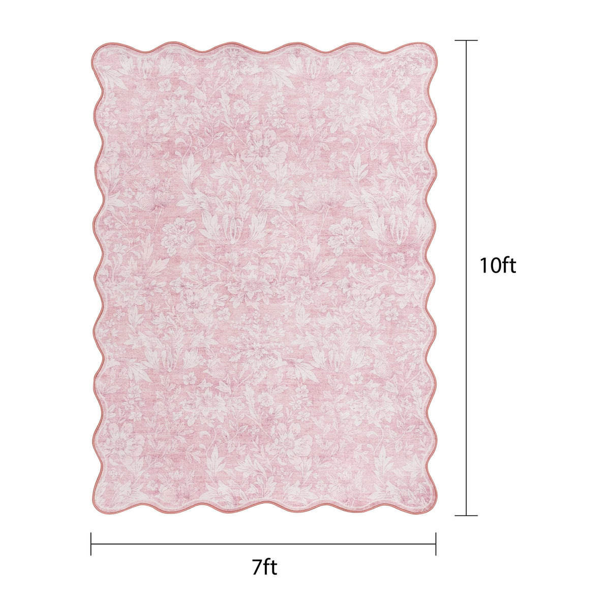 Mainstays Pink Feather Faux Fur Scalloped Indoor Area Rug, 7 ft x 10 ft