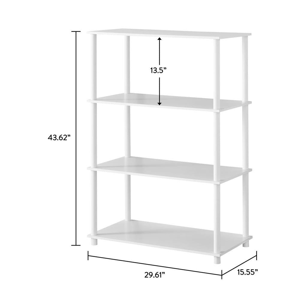 Mainstays No Tools 4-Shelf Bookcase, White