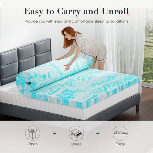 CONCETTA 2 inch King Size Memory Foam Mattress Topper with Cooling Gel, Pressure Relief for Back Pain, Comfort Bed Topper, CertiPUR-US Certified