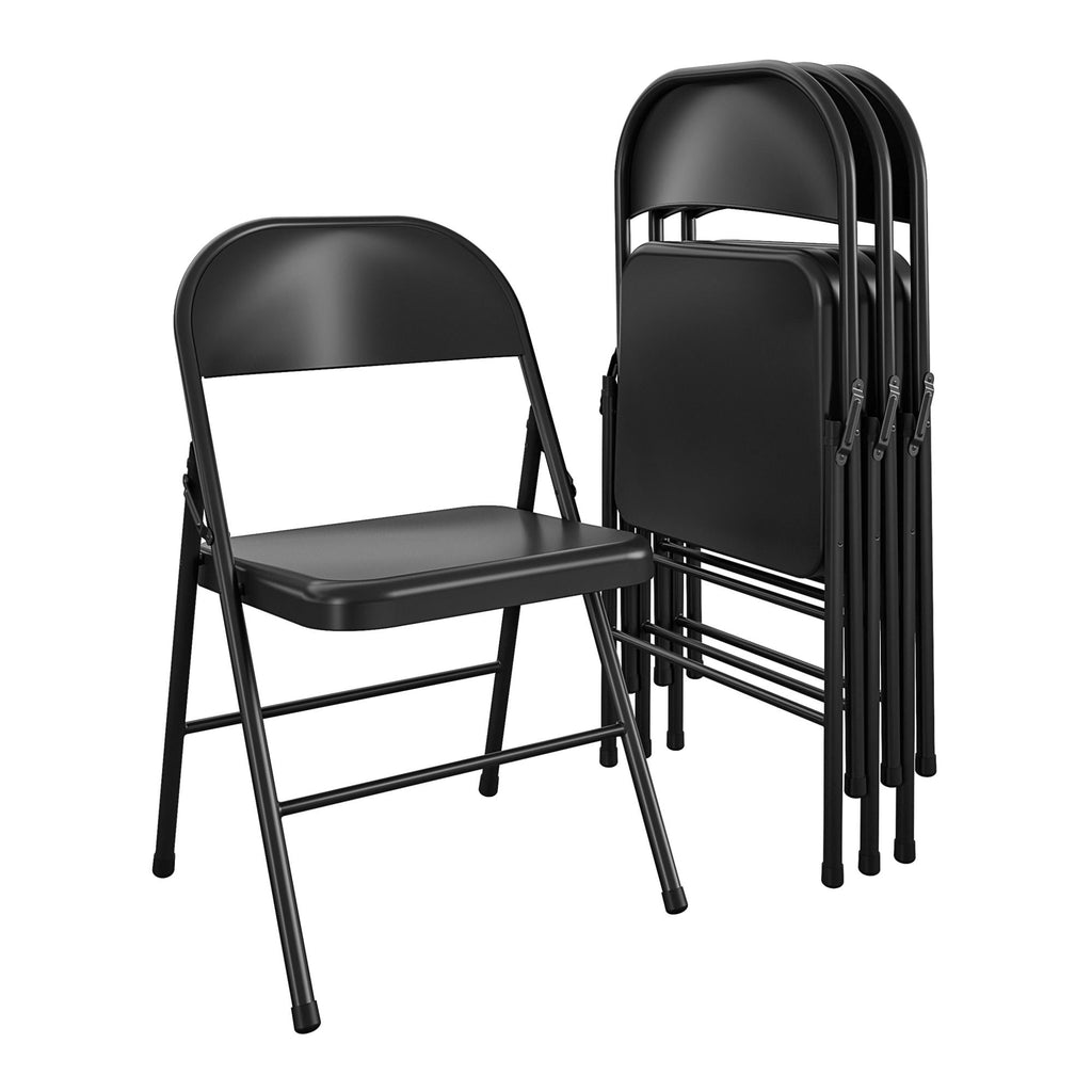 (8 pack) Mainstays Steel Folding Chair, Black, Set of 4
