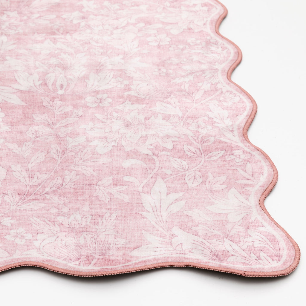 Mainstays Pink Feather Faux Fur Scalloped Indoor Area Rug, 7 ft x 10 ft