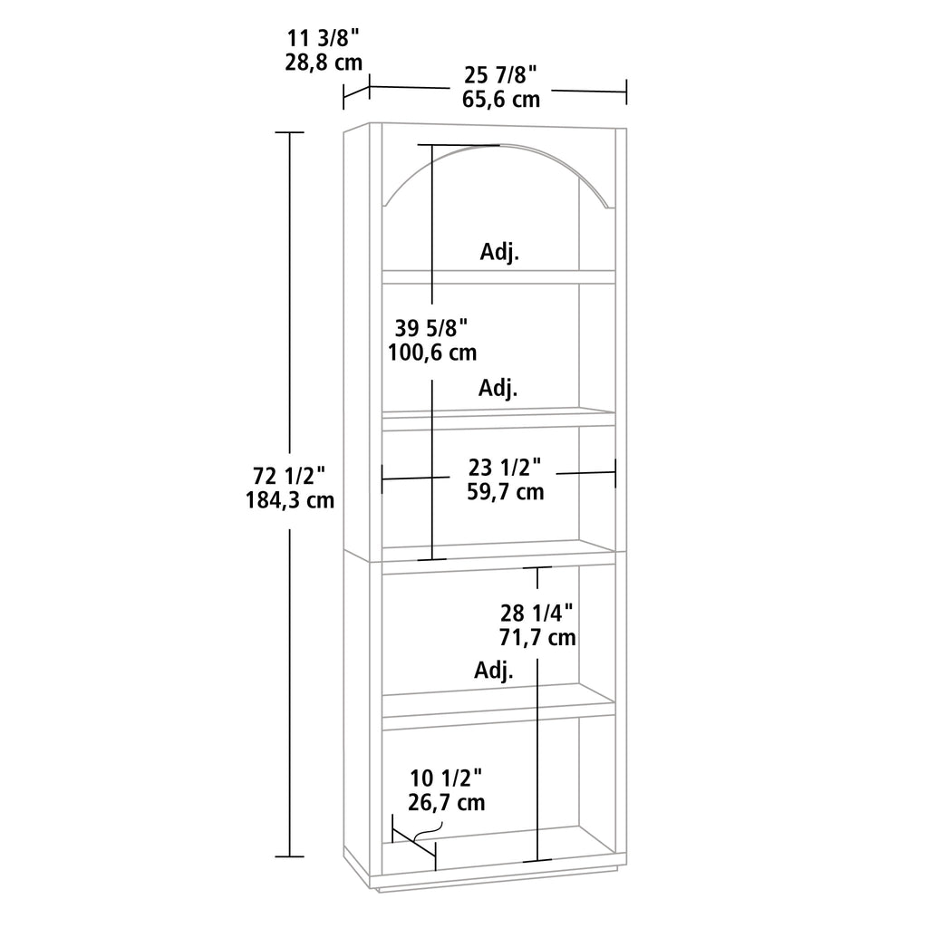 Mainstays Westley 5 Shelf Arch Bookcase, Warm Walnut Finish