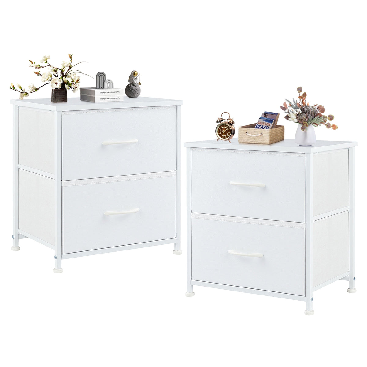 Pillar Home 4 Drawer Fabric Dresser Nightstand with Wood Top