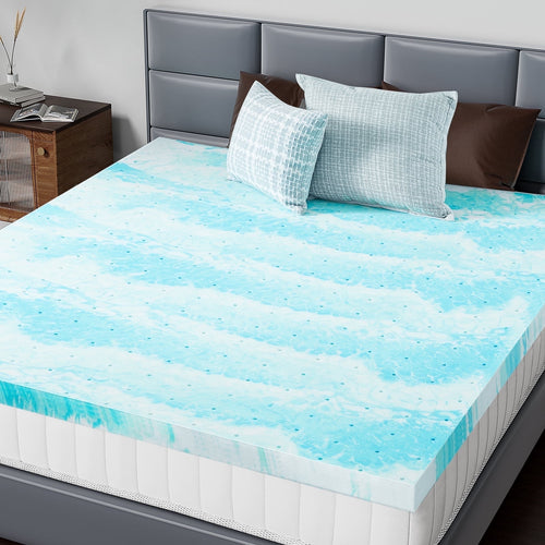 CONCETTA 2 inch King Size Memory Foam Mattress Topper with Cooling Gel, Pressure Relief for Back Pain, Comfort Bed Topper, CertiPUR-US Certified