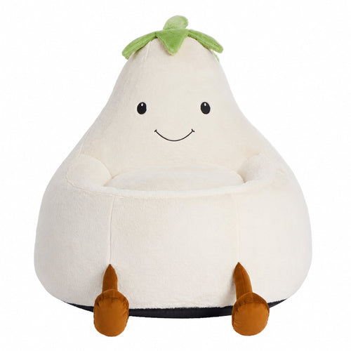 CONCETTA 24in Bean Bag Chair, Soft Faux Rabbit Fur Fabric, Cute Eggplant Lazy Chair for Kids, Living Rooms, Beige