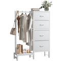 CONCETTA 4 Drawers Dresser with Hanging Rack, 44-inch Tall Reversible Fabric Chest, Bedroom Storage Tower, White
