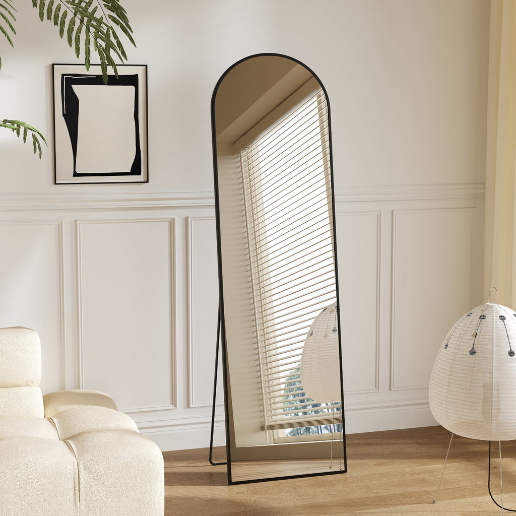 CONCETTA 56"x15" Arched Full Length Mirror, Full Body Standing Mirror Floor Mirrors, Black