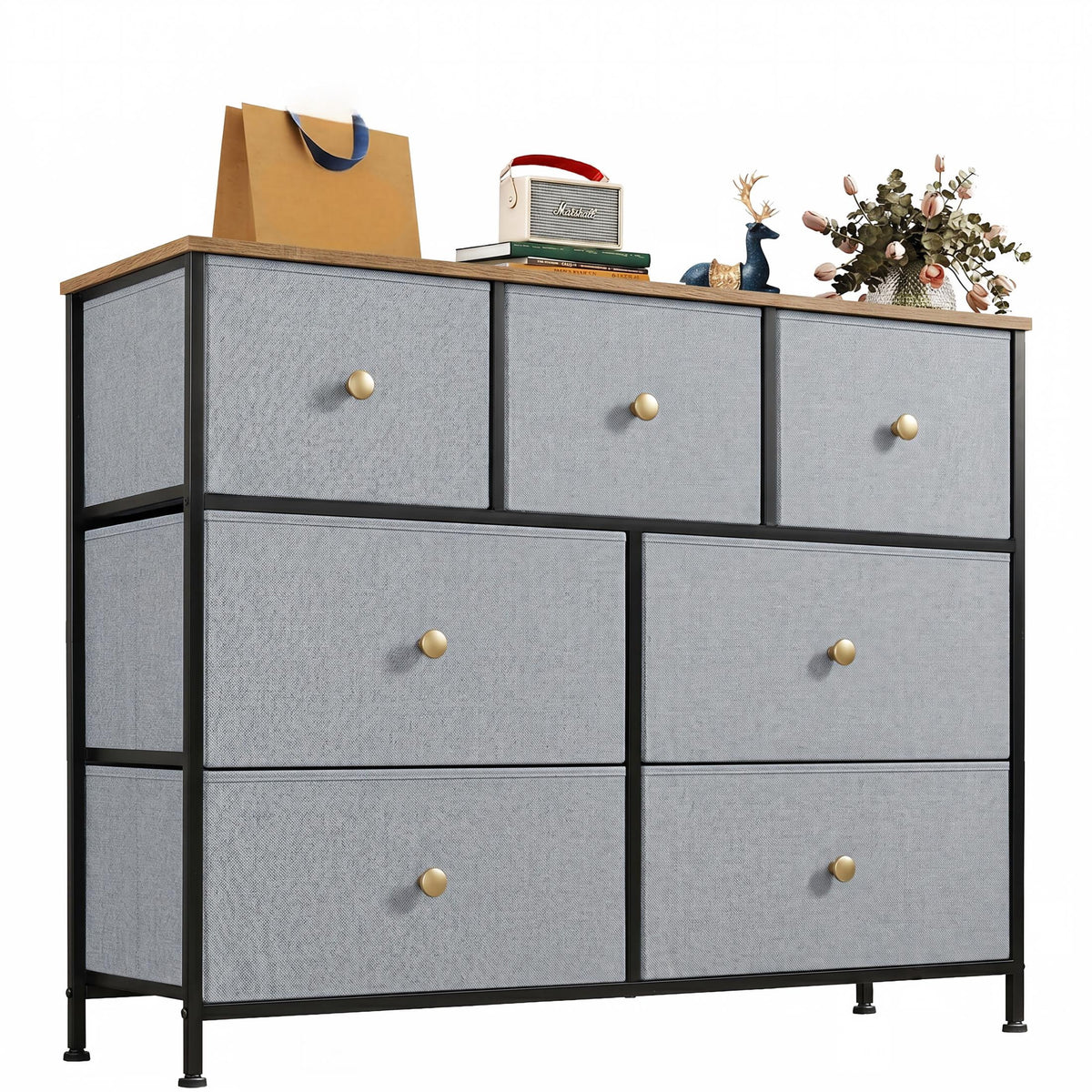 Pillar Home 7-Drawer Fabric Dresser Storage Chest for Bedroom, Closet