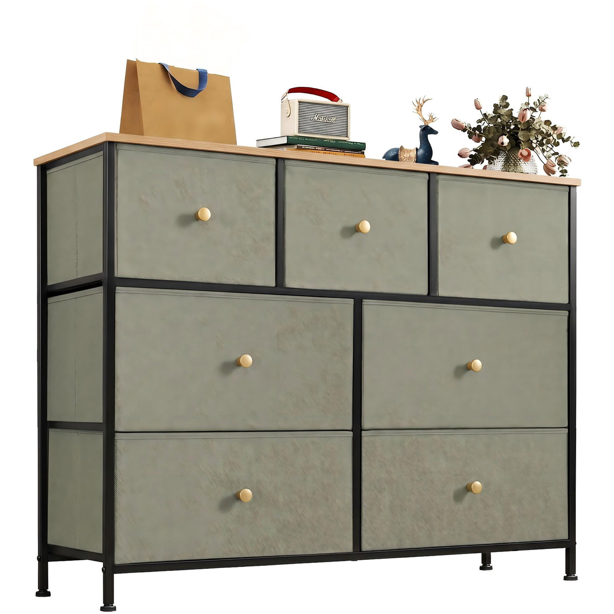 Pillar Home 7-Drawer Fabric Dresser Storage Chest for Bedroom, Closet