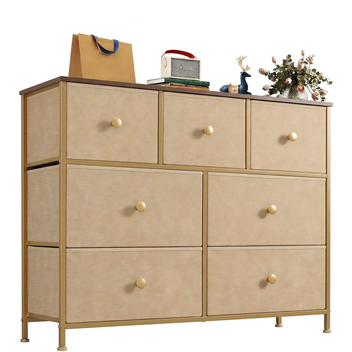 Pillar Home 7-Drawer Fabric Dresser Storage Chest for Bedroom, Closet