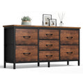 CONCETTA 7 Drawer Storage TV Dresser, Metal Frames Resist Deformation, Adjustable Feet Prevent Tipping, Accommodates TV Up to 55 inch, Suitable for Living Room, Rust Brown