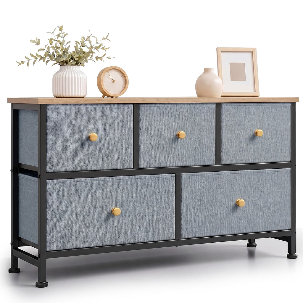 Pillar Home 5-Drawer Fabric Dresser TV Stand