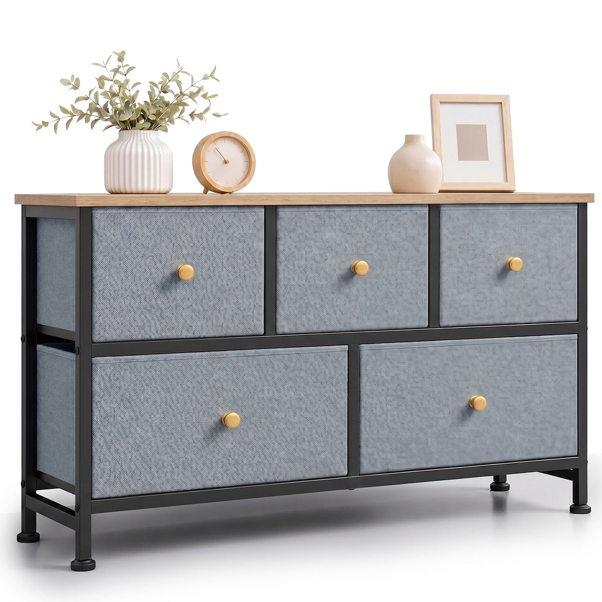 Pillar Home 5-Drawer Fabric Dresser TV Stand