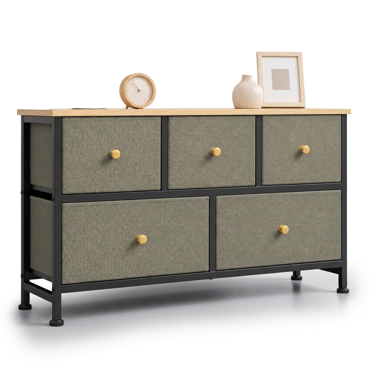 Pillar Home 5-Drawer Fabric Dresser TV Stand