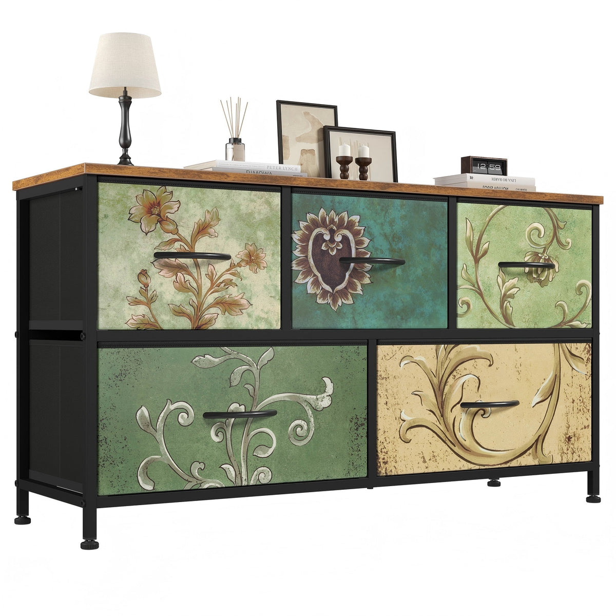 Pillar Home 5-Drawer Fabric Dresser TV Stand