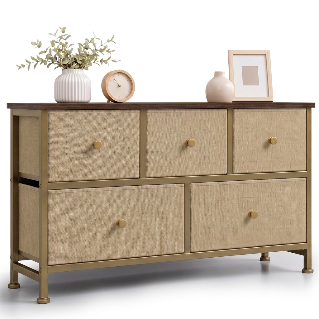 Pillar Home 5-Drawer Fabric Dresser TV Stand