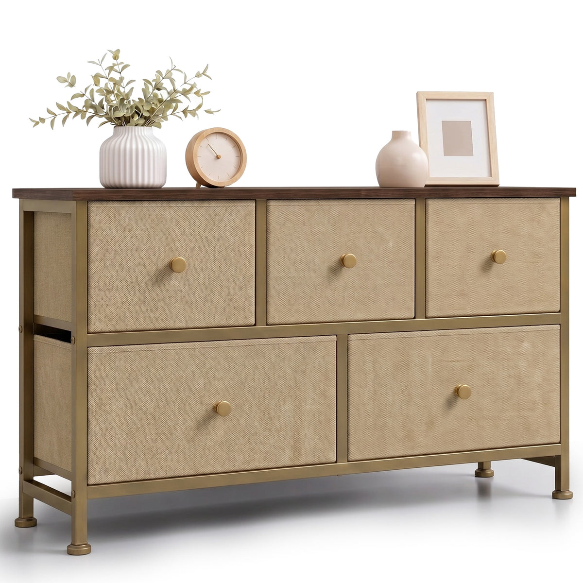 Pillar Home 5-Drawer Fabric Dresser TV Stand