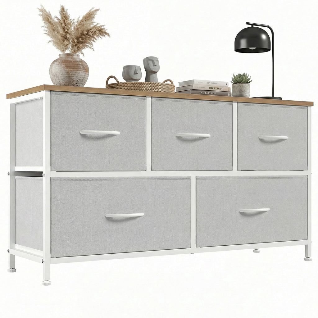 Pillar Home 5-Drawer Fabric Dresser TV Stand