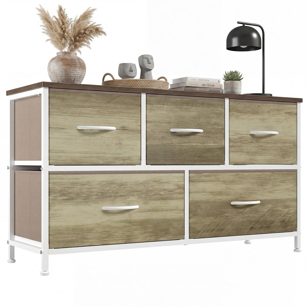 Pillar Home 5-Drawer Fabric Dresser TV Stand