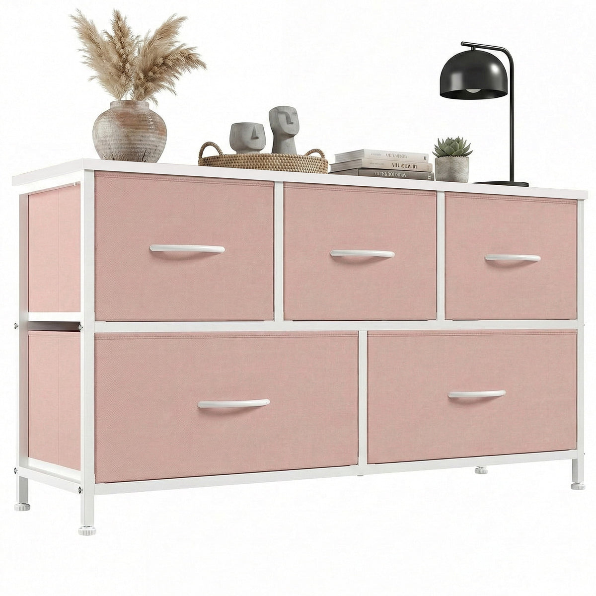 Pillar Home 5-Drawer Fabric Dresser TV Stand