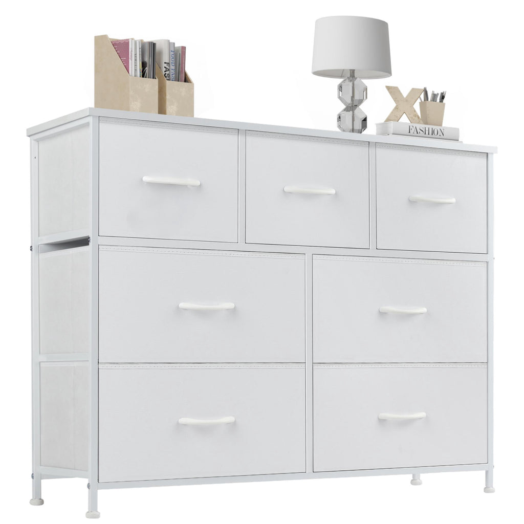 CONCETTA 7-Drawer Fabric Dresser Storage Chest for Bedroom, Closet, Storage Furniture for Adults, White
