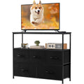 Pillar Home TV Stand Dresser with 5 Fabric Drawers and Open Shelving