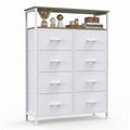 CONCETTA 8-Drawer Fabric Dresser with Open Shelf, Tall  Storage Organizer for Bedroom Closet, Living Room, Hallway, White
