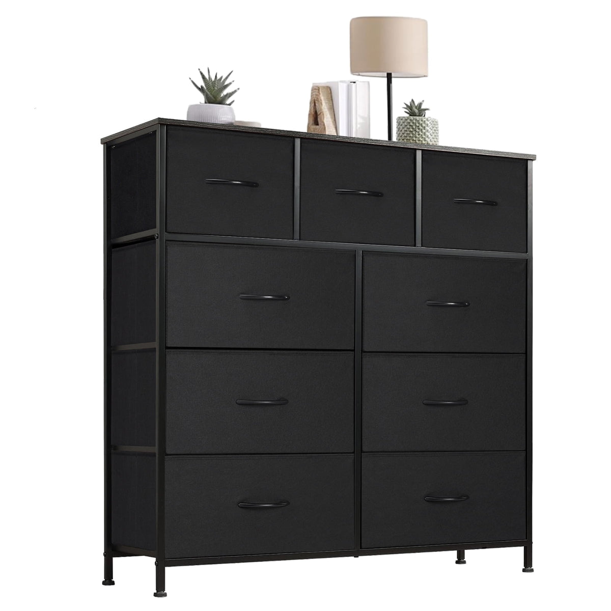 CONCETTA 9-Drawer Fabric Dresser Storage Chest for Bedroom, Closet, Storage Furniture for Adults, Black