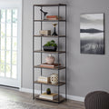 Mainstays Metal Frame 6-Shelf Bookcase, Brown/Black
