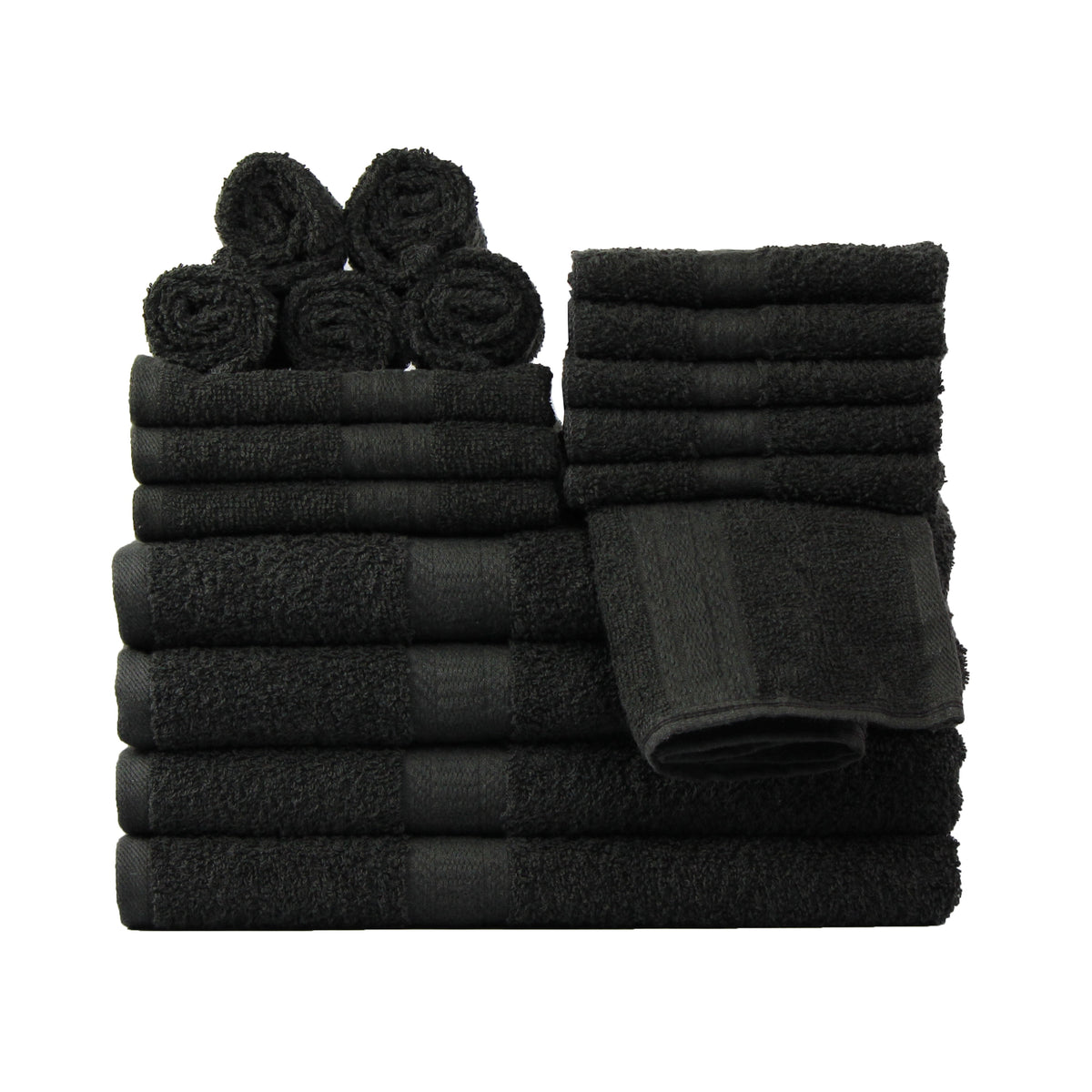 Pillar Home 18-Piece 100% Cotton Towel Set, Navy, 4 Bath Towels