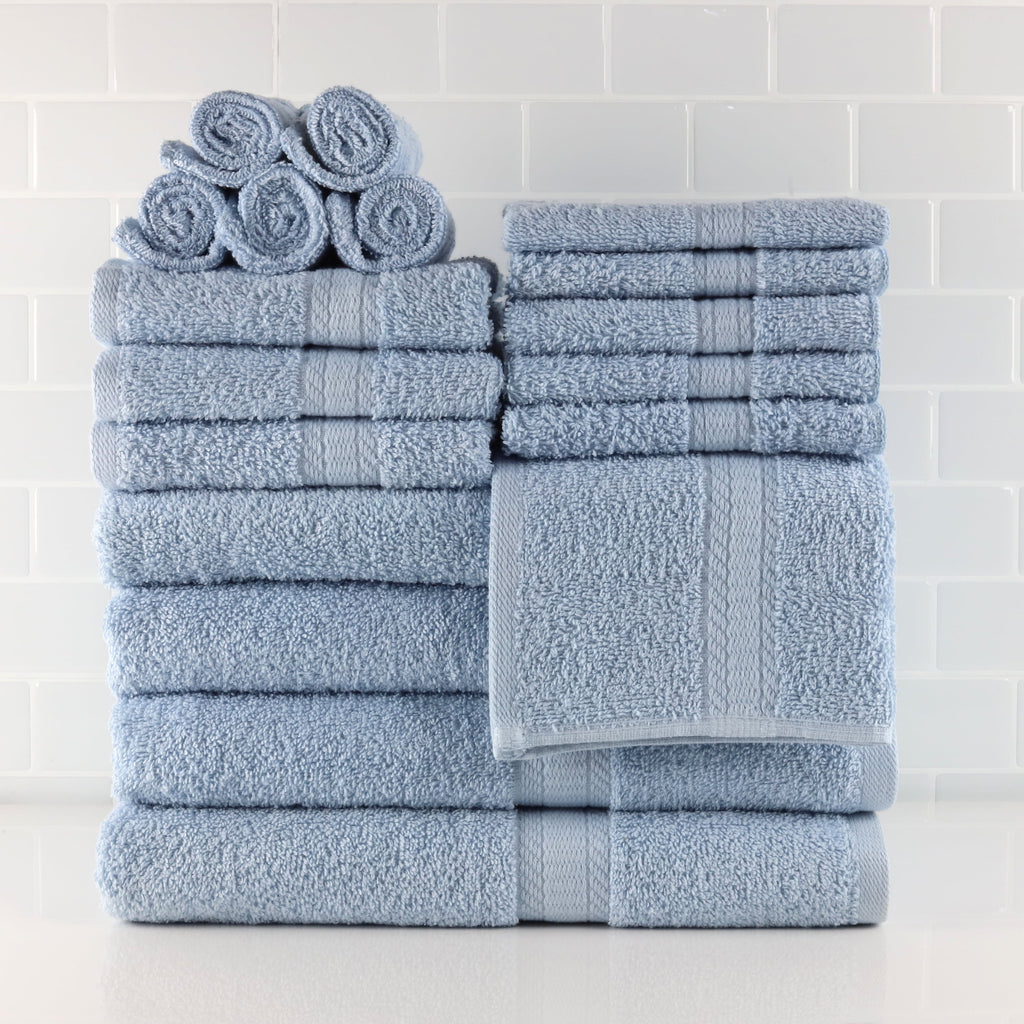 Pillar Home 18-Piece 100% Cotton Towel Set, Navy, 4 Bath Towels